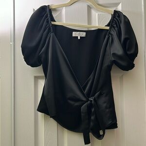 Puff Sleeve Wrap Top